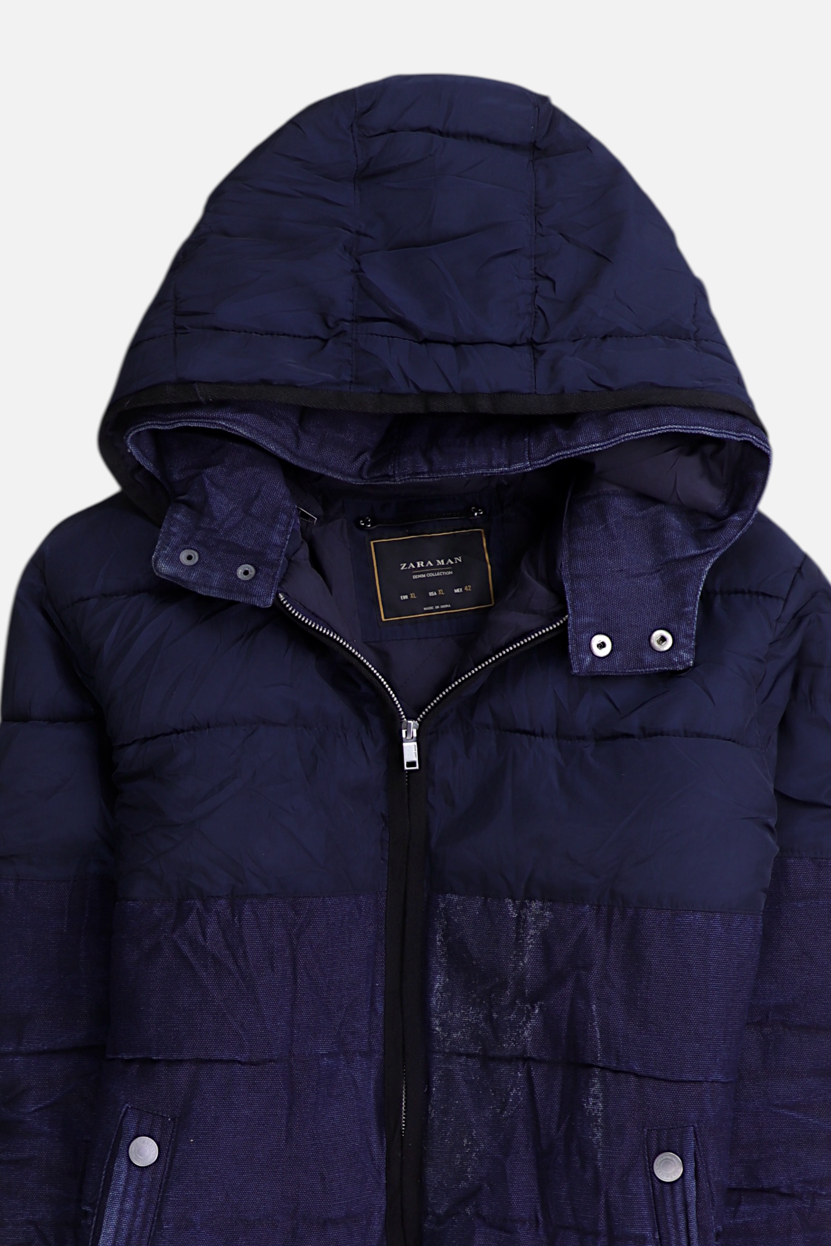 ZARA Chaqueta Puffer Denim - Hombre - XL