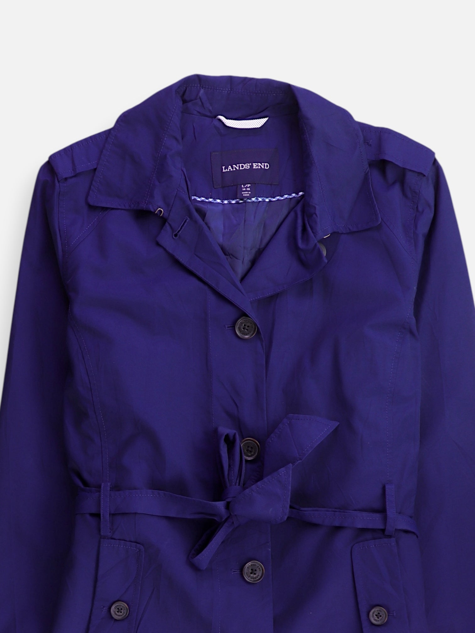 LANDS END Abrigo Trench Coat Casual - Mujer - L PETITE