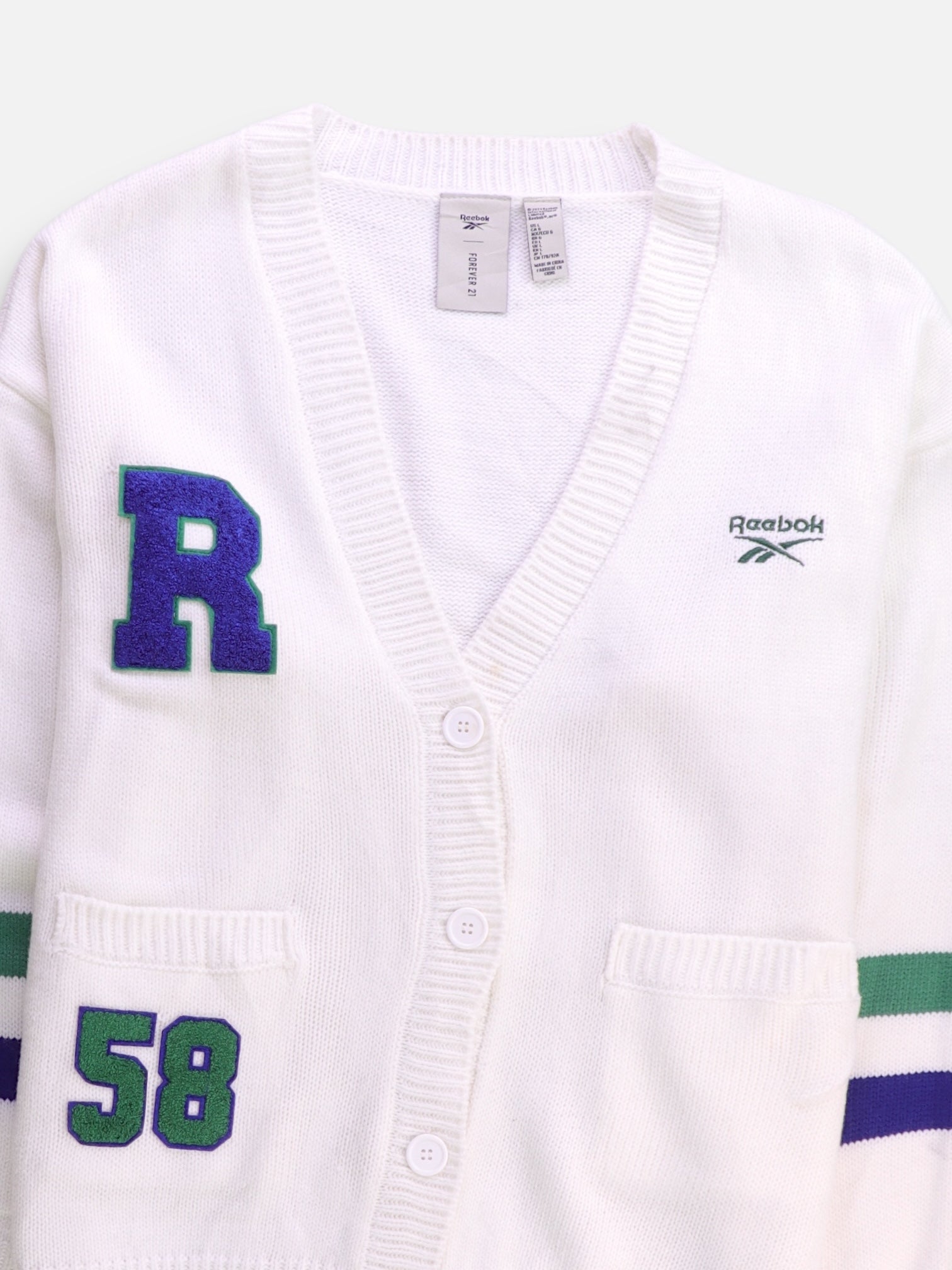 Reebok Sueter Cardigan Casual - Mujer - Large