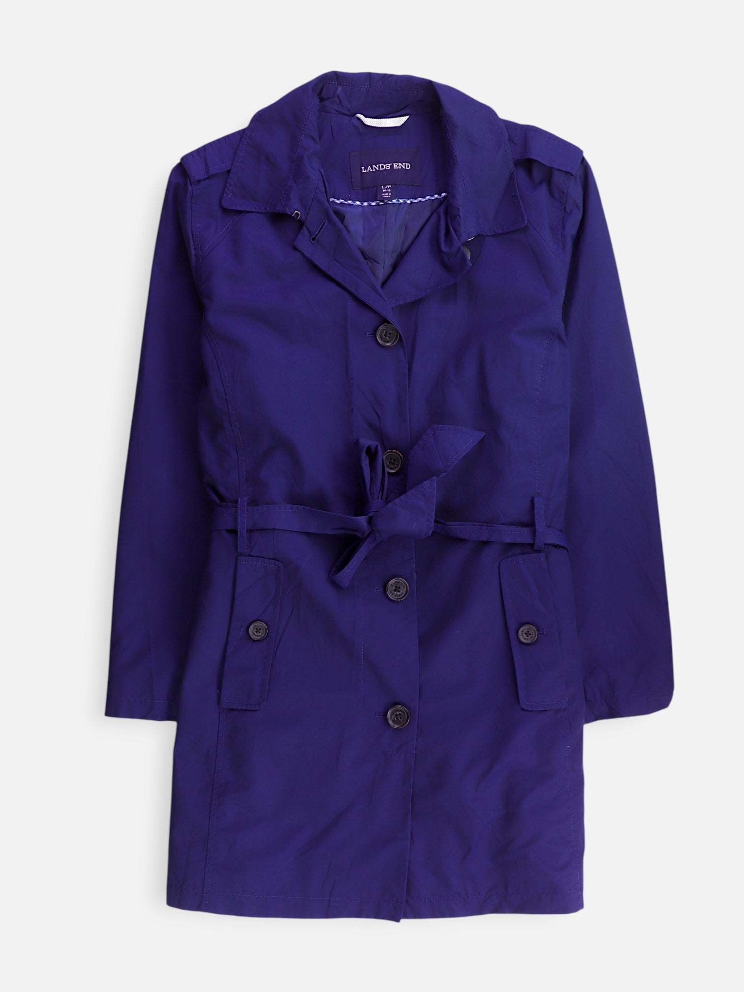 LANDS END Abrigo Trench Coat Casual - Mujer - L PETITE