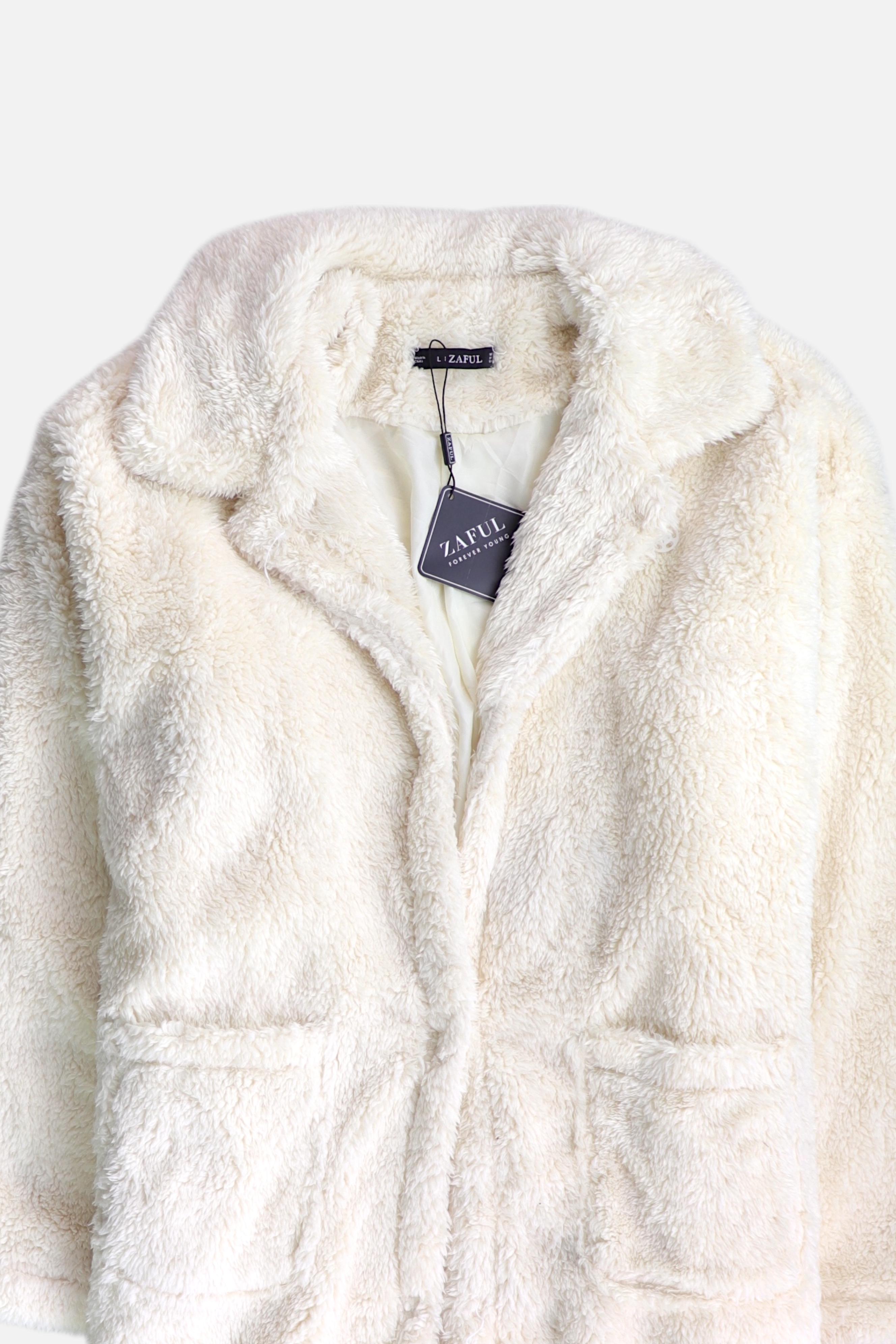 Zaful Abrigo Casual Teddy - Mujer - Large