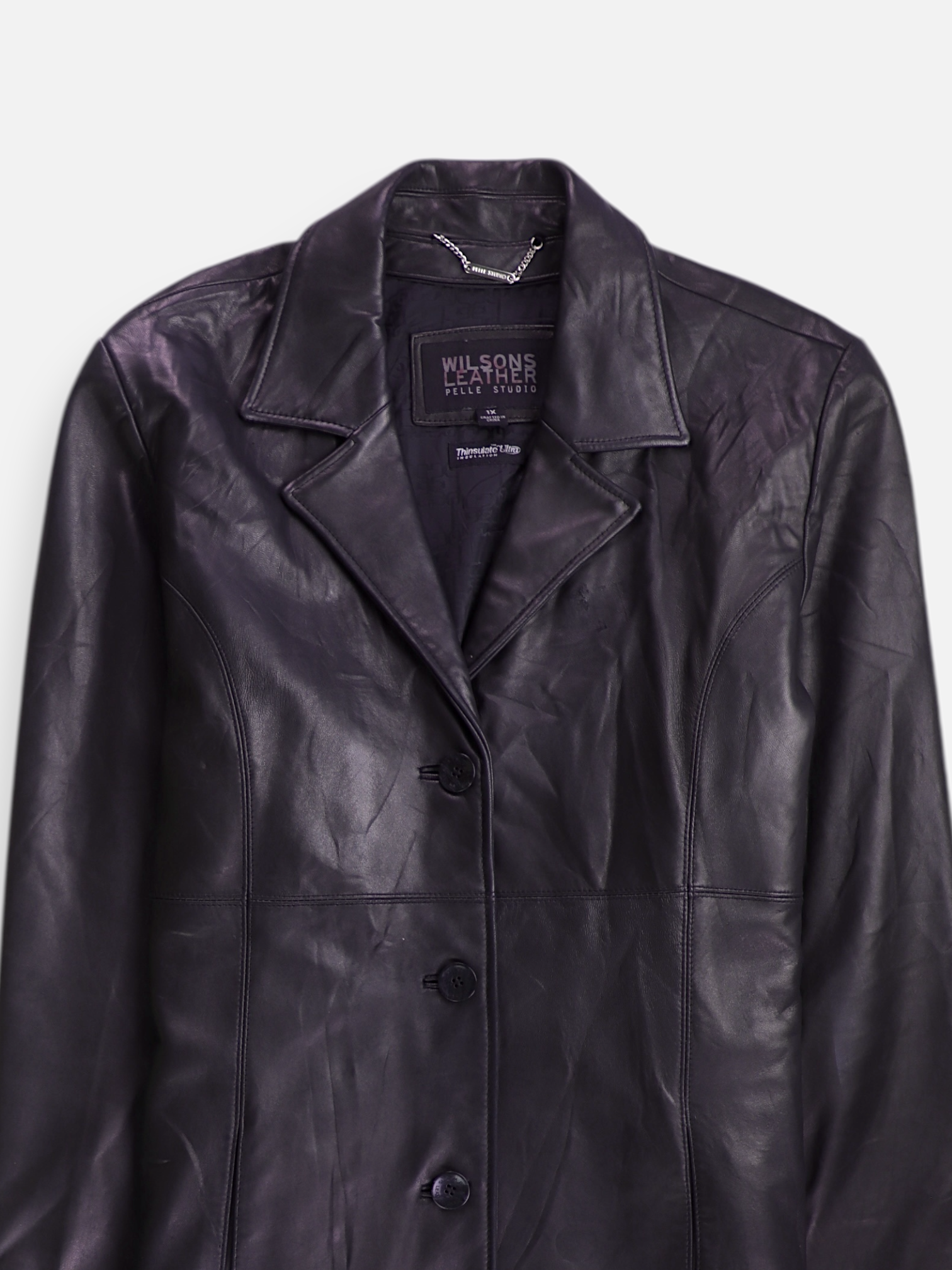 WILSONS LEATHER Abrigo Casual Cuero - Mujer - XL