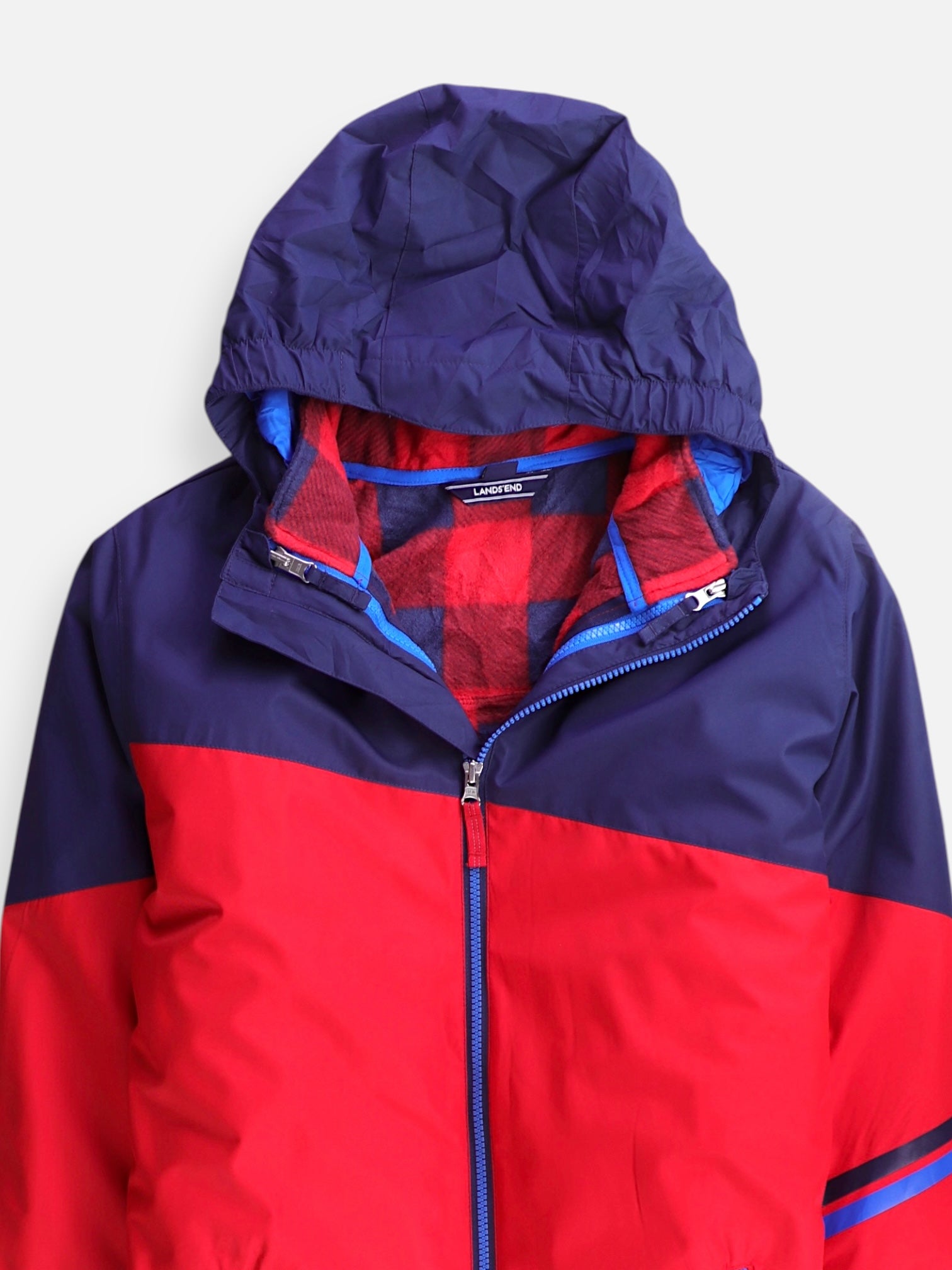 LANDS END Chaqueta Impermeable Color Block - Hombre - XL
