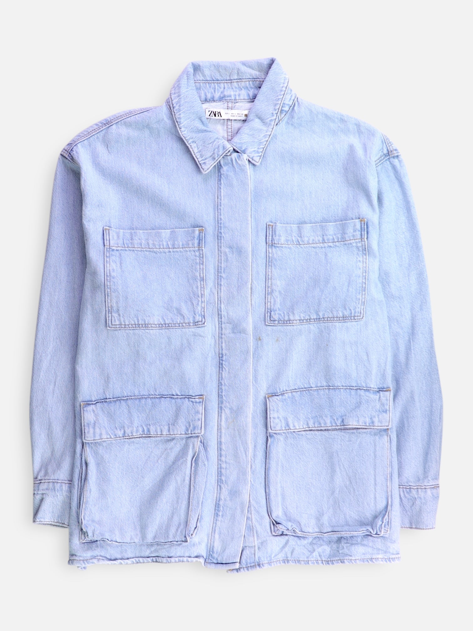 ZARA Chaqueta Denim  Basic - Hombre - Large