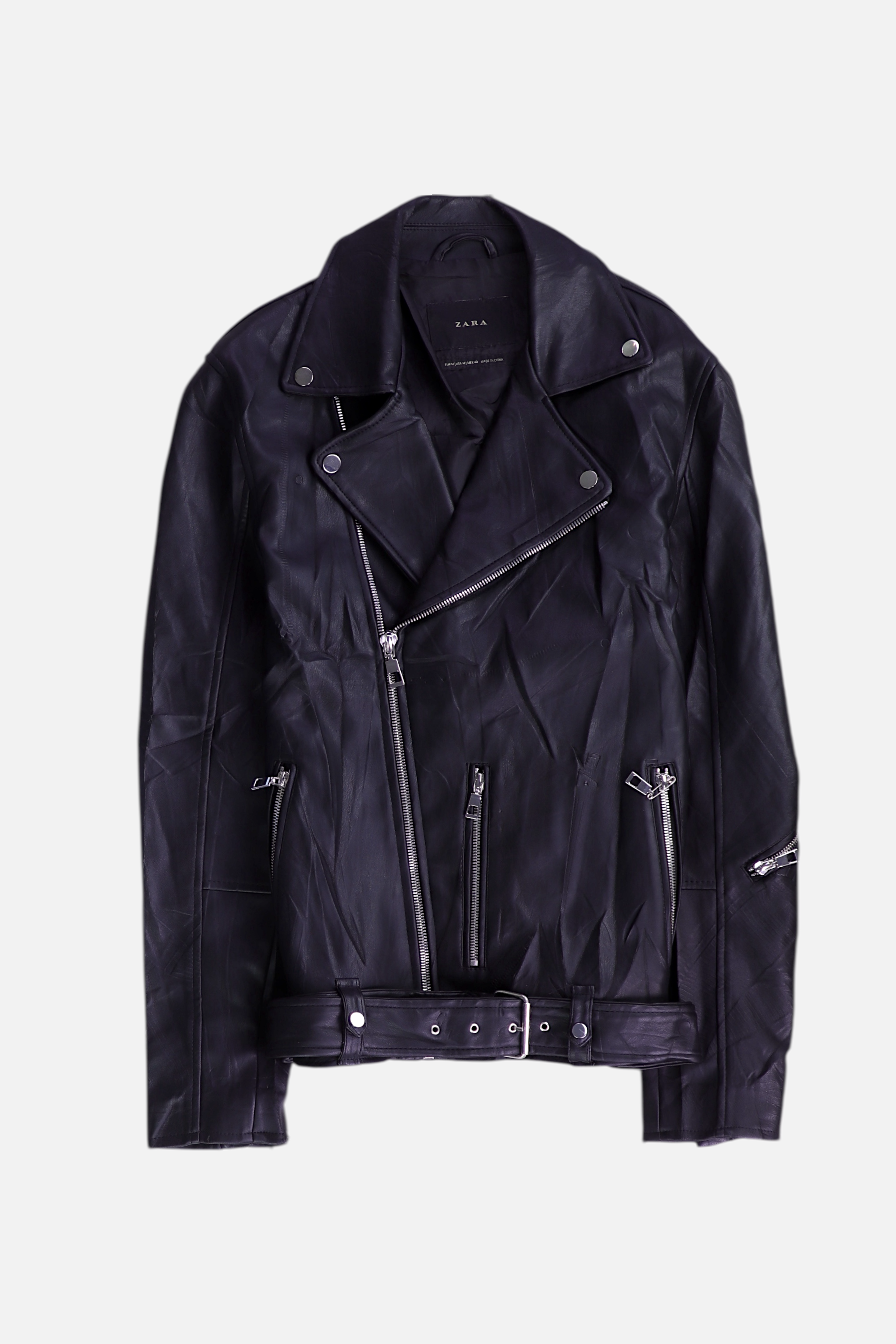 ZARA Chaqueta Motera Cuero - Hombre - Medium