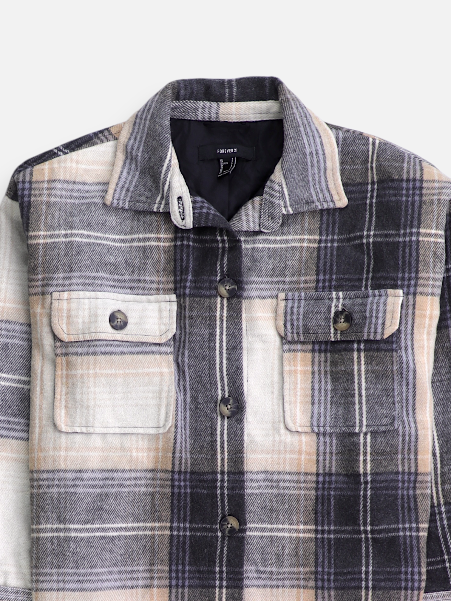 Forever 21 Chaqueta Sobrecamisa Color Block - Hombre - Small