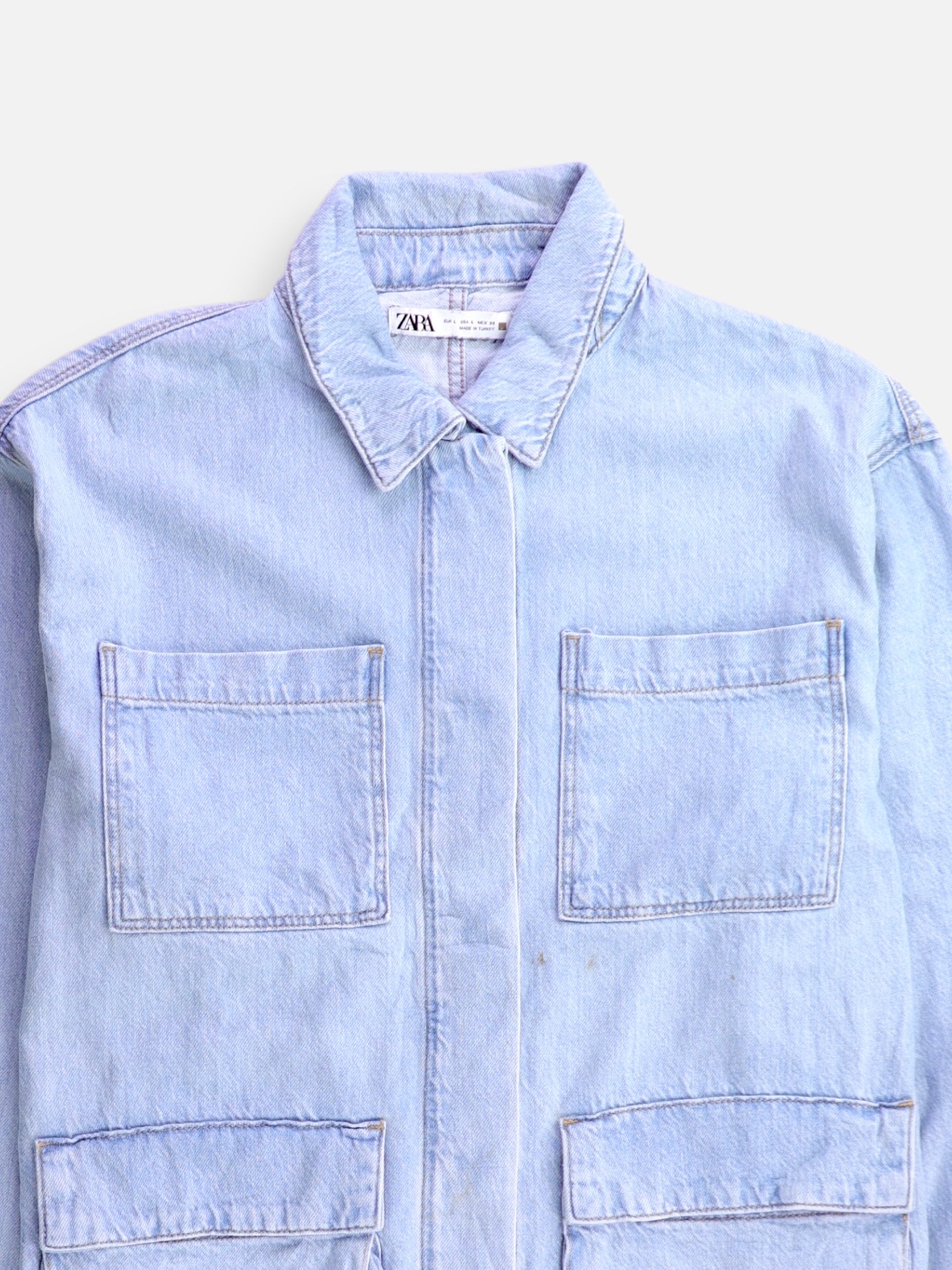 ZARA Chaqueta Denim  Basic - Hombre - Large
