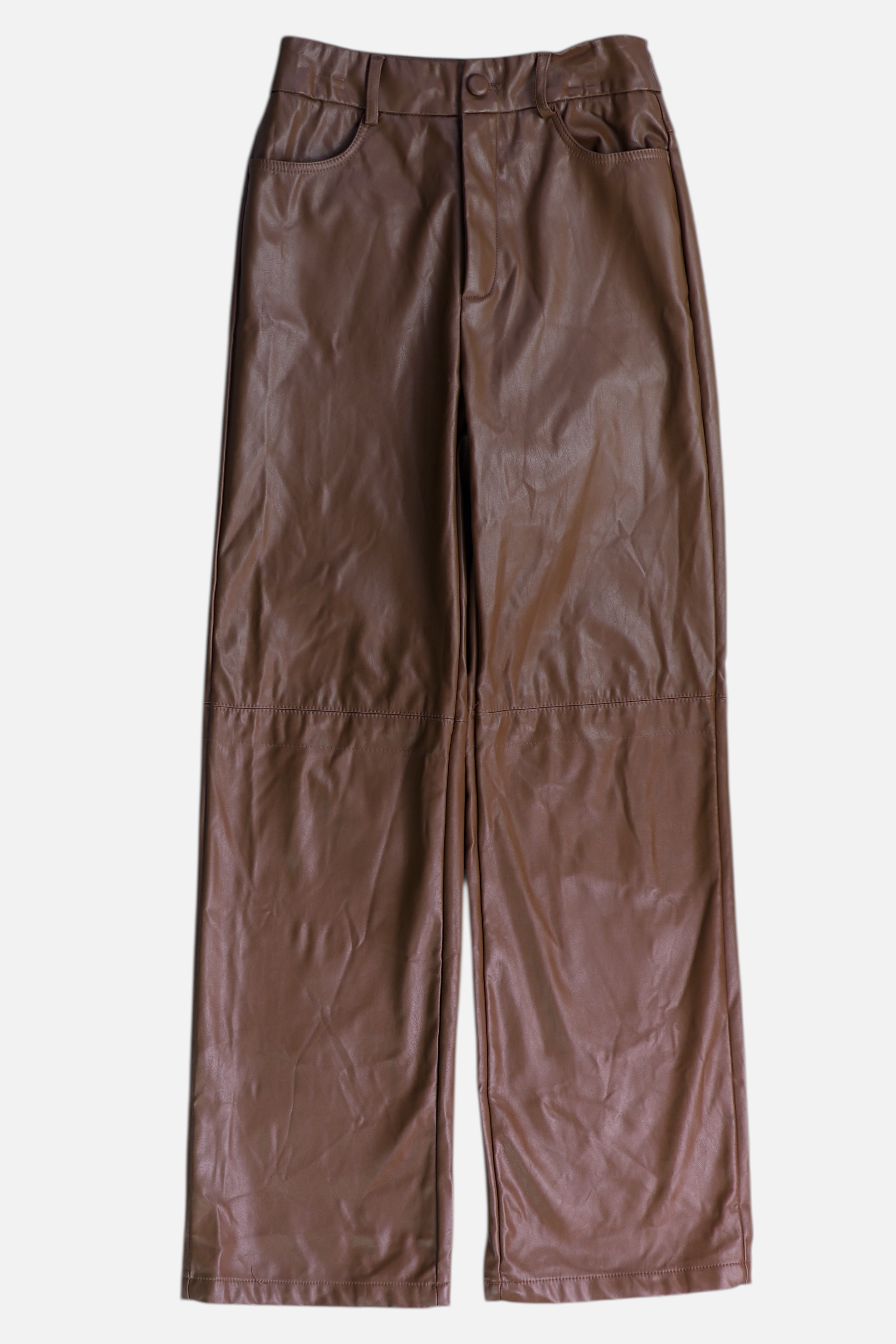 SHEIN Pantalon Regular Fit Cuero - Mujer - 2XS