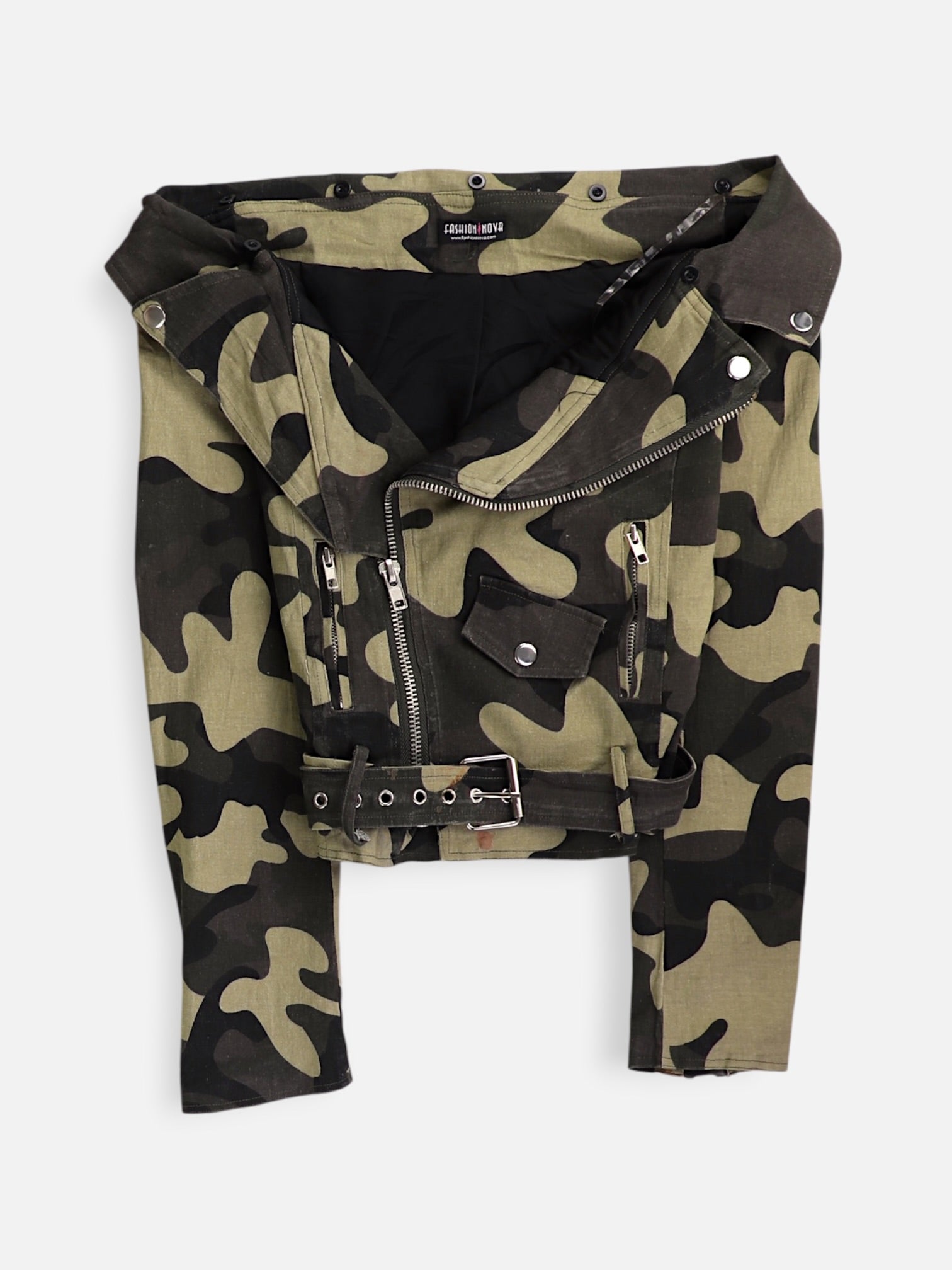 Fashionnova Chaqueta Casual Militar - Mujer - Small